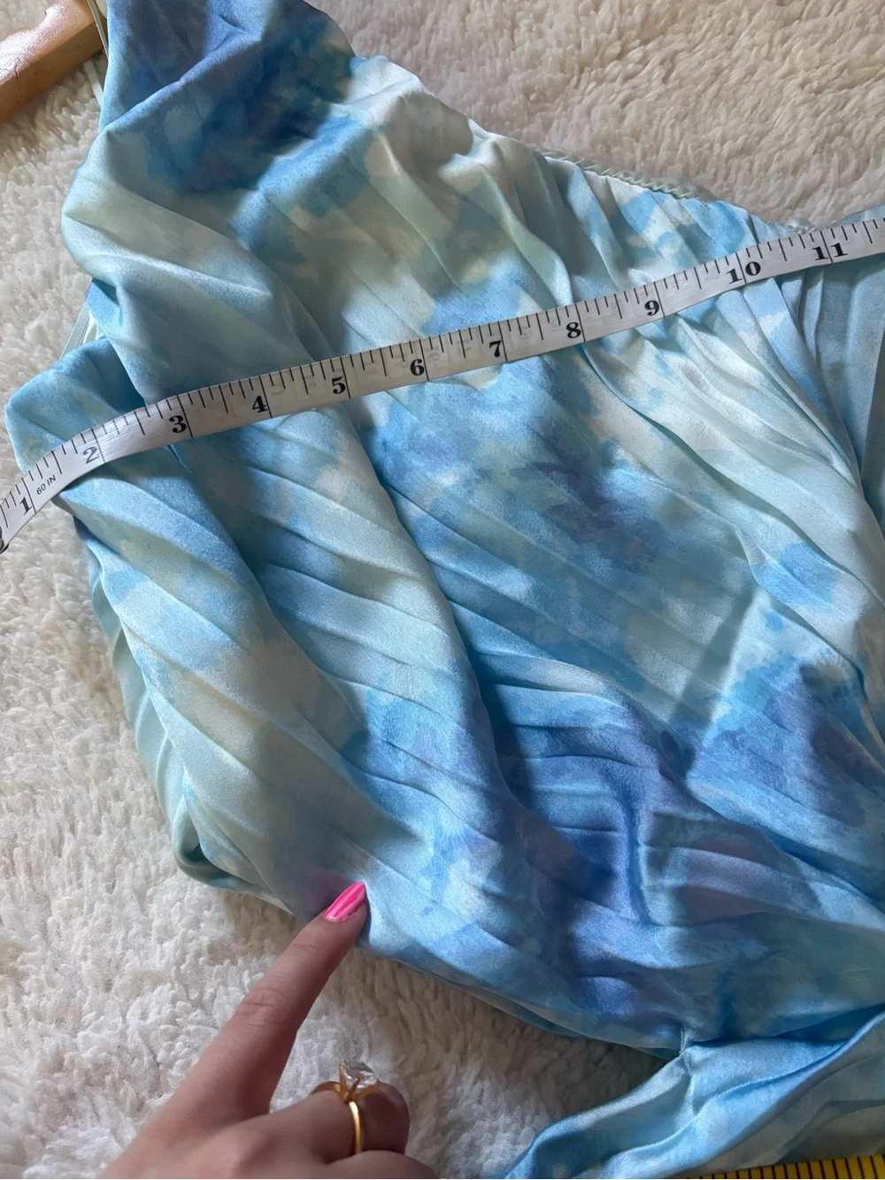 Abercrombie & Fitch Giselle Pleated One-Shoulder Cutout Maxi Dress Blue Medium T